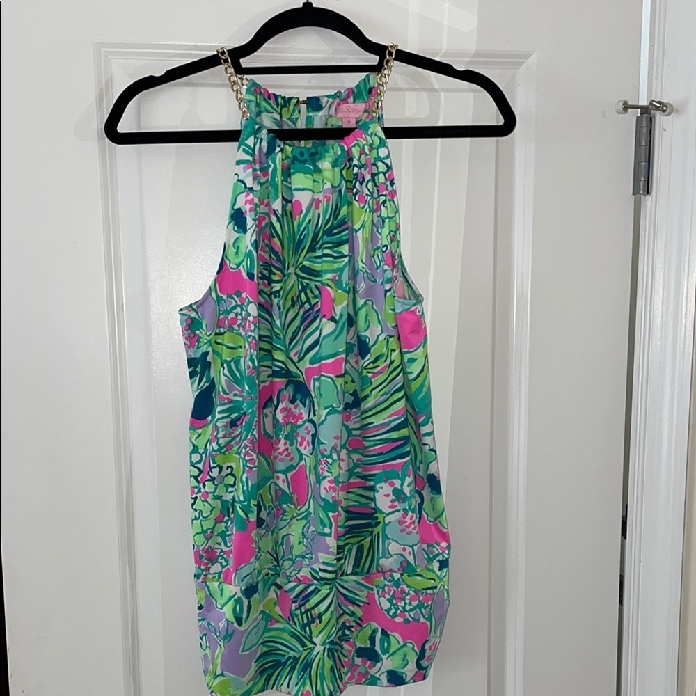 Lilly Pulitzer Tank Top with Gold Chain neckline - Picture 2 of 10